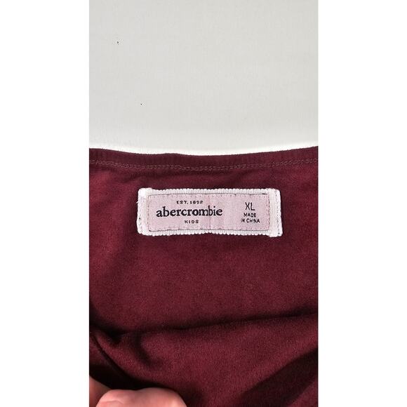 Abercrombie kids XL (women XS) crushed velour maroon soft swing skirt pull on - Picture 3 of 7